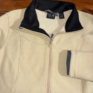 Mountain Hardwear Fleece Jacket Womens Medium Cream Tan Full Zip Mock Neck Logo